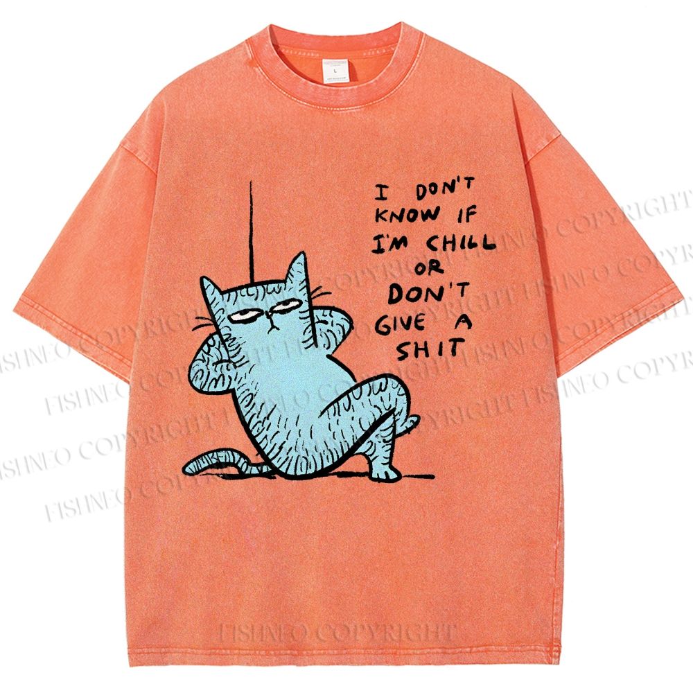 Unisex I Am Very Calm And Don't Care Cat Printed Washed Tee