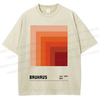 Unisex Bauhaus Gradient Geometry Printed Washed Tee