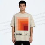 Unisex Bauhaus Gradient Geometry Printed Washed Tee