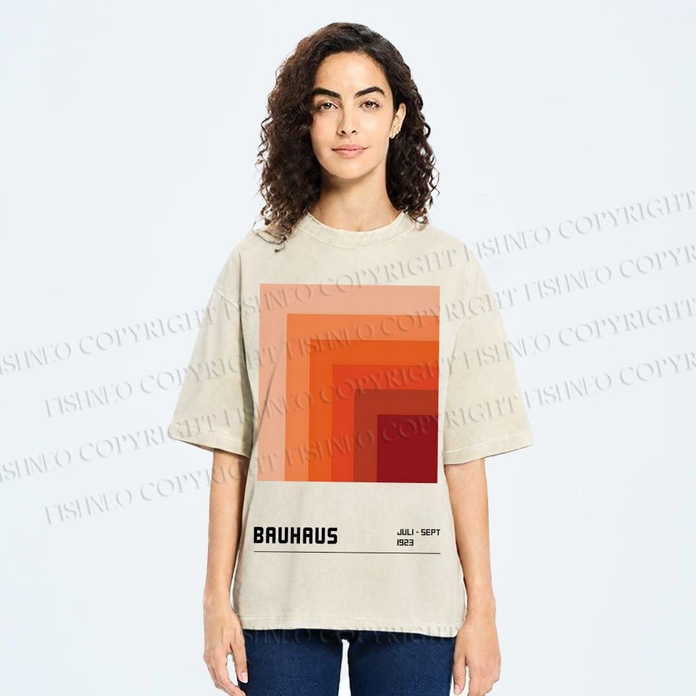 Unisex Bauhaus Gradient Geometry Printed Washed Tee