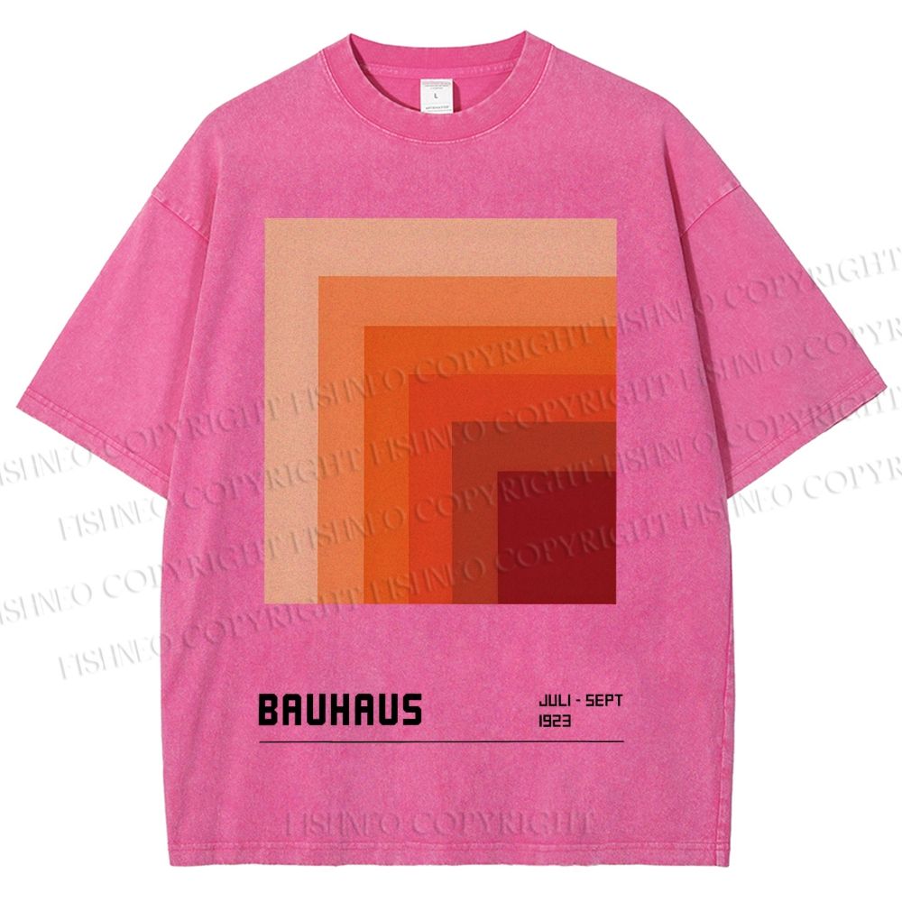 Unisex Bauhaus Gradient Geometry Printed Washed Tee