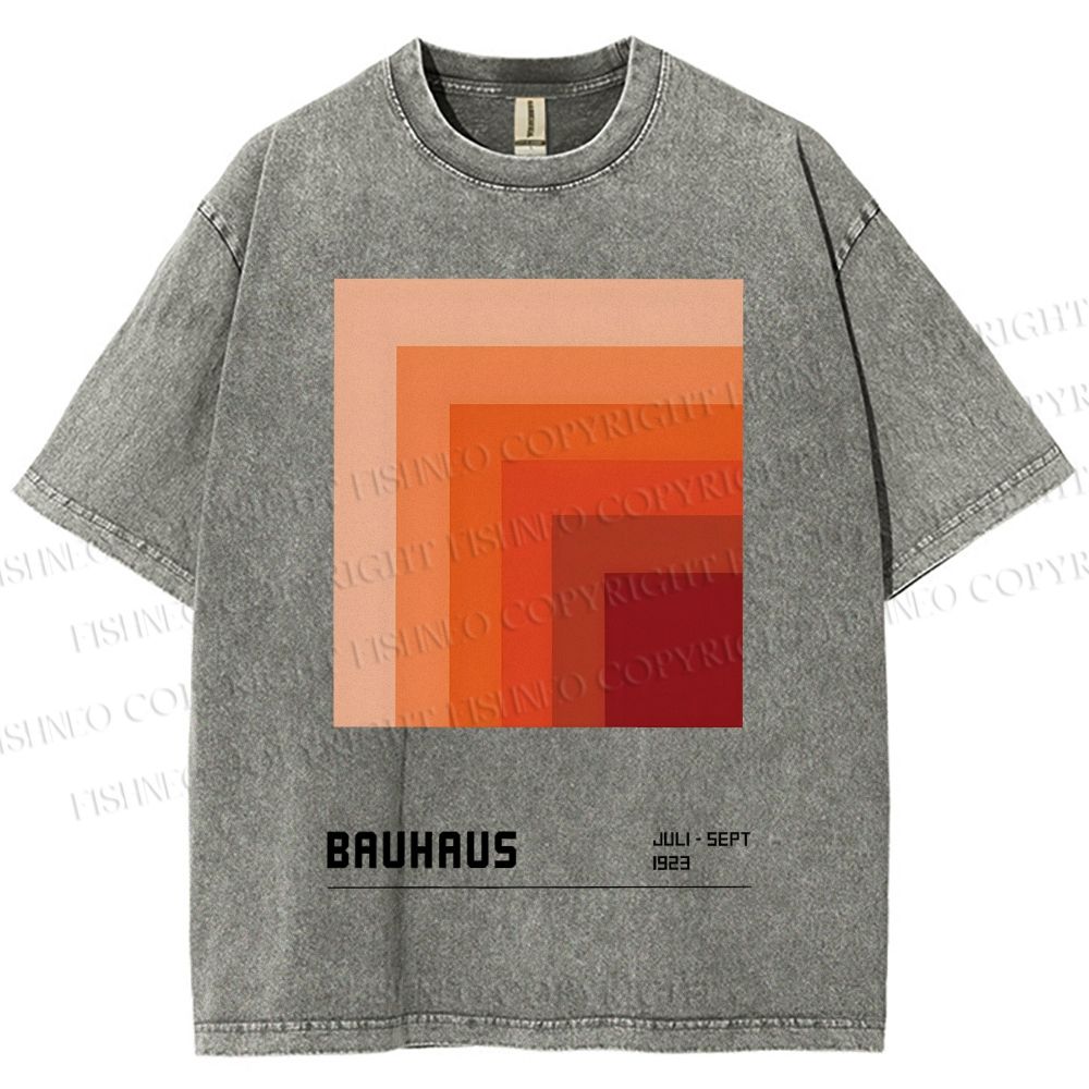 Unisex Bauhaus Gradient Geometry Printed Washed Tee