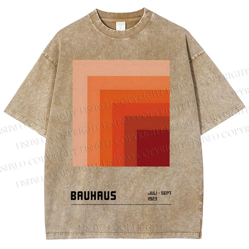 Unisex Bauhaus Gradient Geometry Printed Washed Tee
