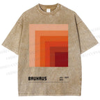 Unisex Bauhaus Gradient Geometry Printed Washed Tee
