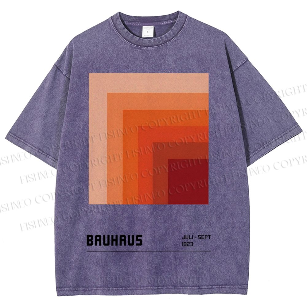 Unisex Bauhaus Gradient Geometry Printed Washed Tee