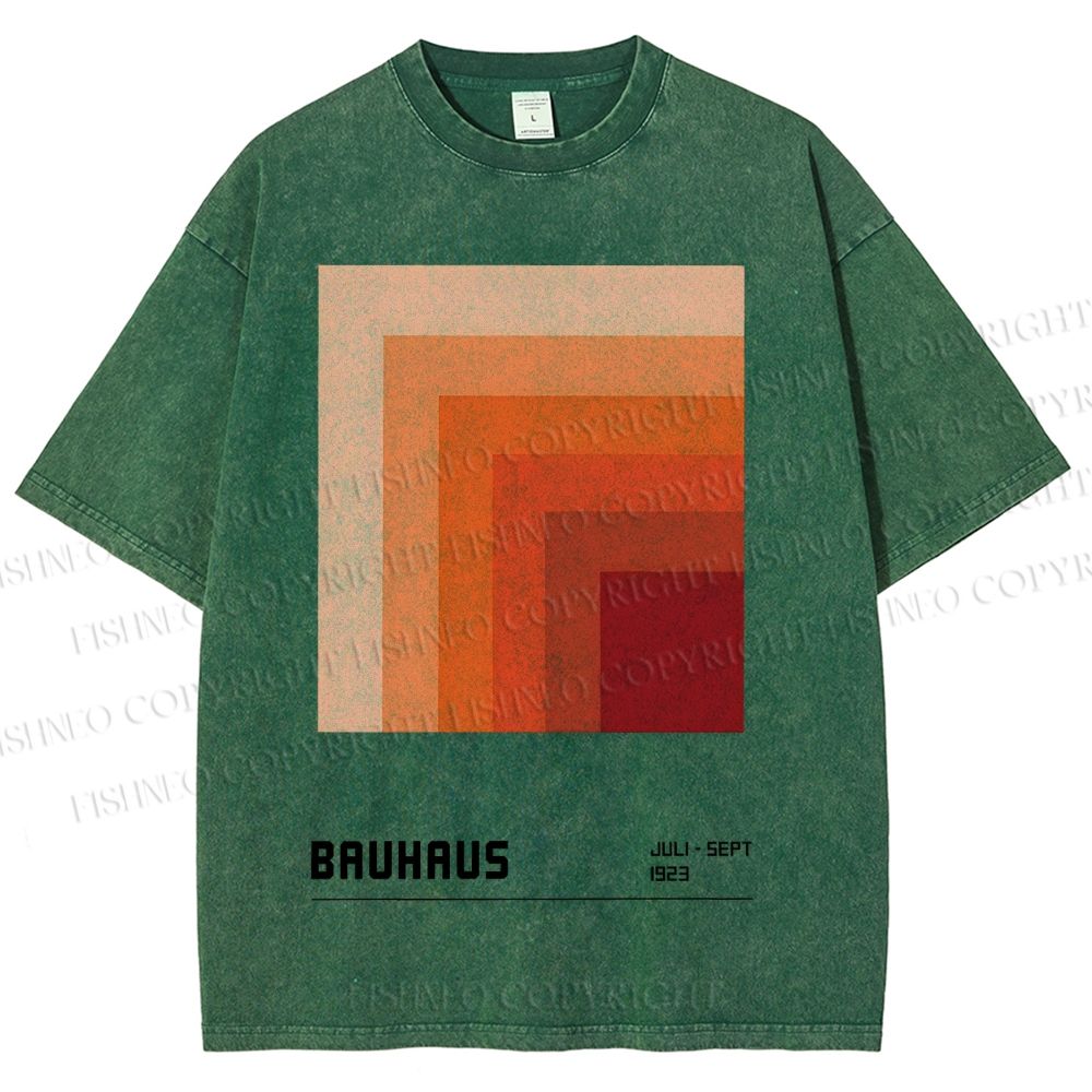 Unisex Bauhaus Gradient Geometry Printed Washed Tee