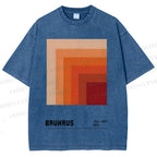 Unisex Bauhaus Gradient Geometry Printed Washed Tee