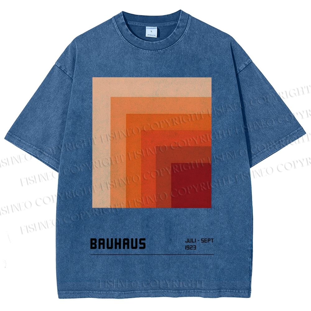 Unisex Bauhaus Gradient Geometry Printed Washed Tee