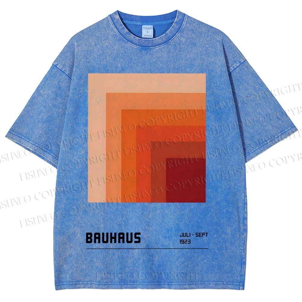 Unisex Bauhaus Gradient Geometry Printed Washed Tee