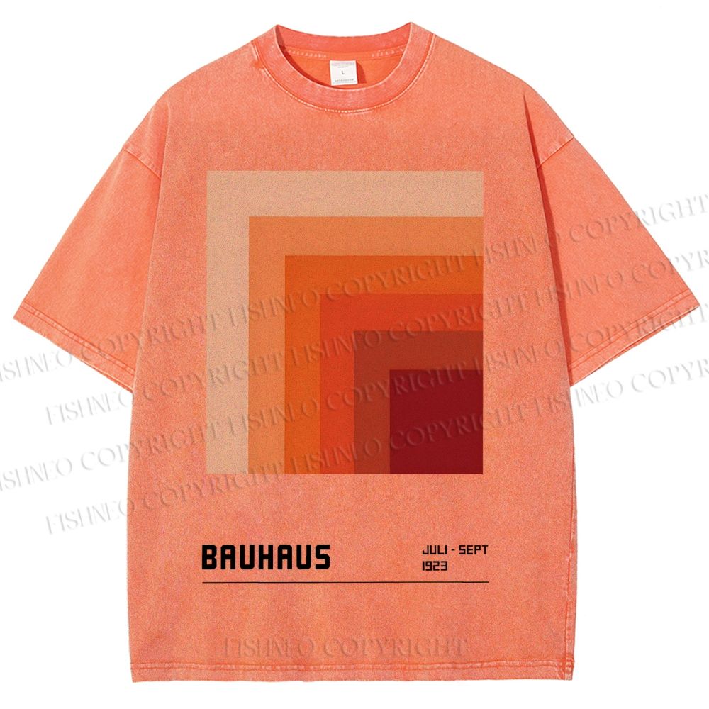 Unisex Bauhaus Gradient Geometry Printed Washed Tee