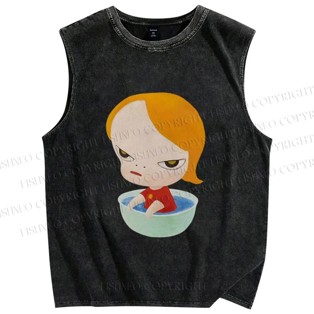 Unisex Yoshitomo Nara Girl Printed Washed Tank Top
