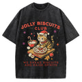 Christmas Cat Baking Vintage Washed T-shirt