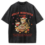 Christmas Cat Baking Vintage Washed T-shirt