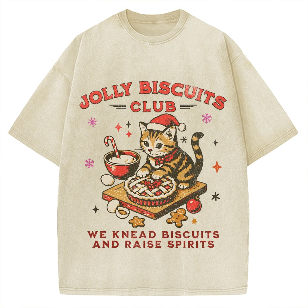Christmas Cat Baking Vintage Washed T-shirt