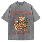 Christmas Cat Baking Vintage Washed T-shirt