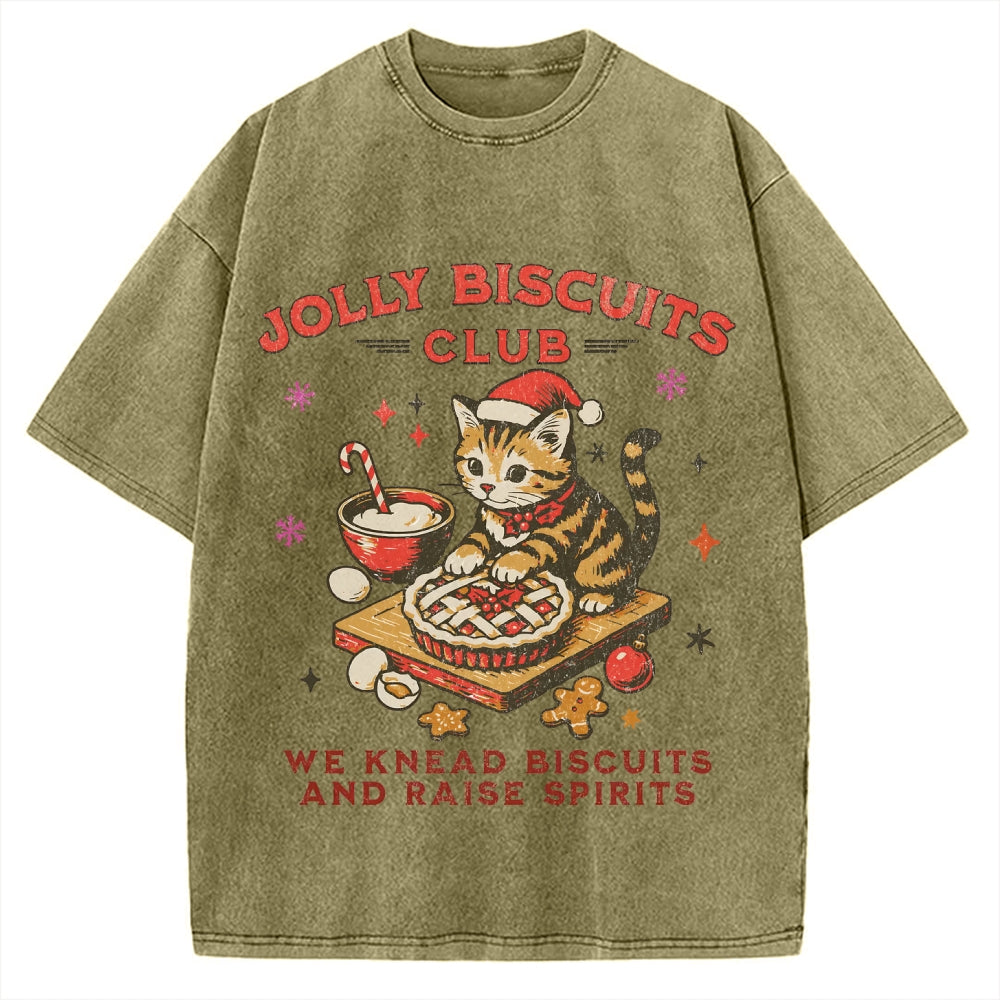 Christmas Cat Baking Vintage Washed T-shirt