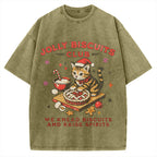 Christmas Cat Baking Vintage Washed T-shirt