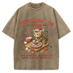 Christmas Cat Baking Vintage Washed T-shirt