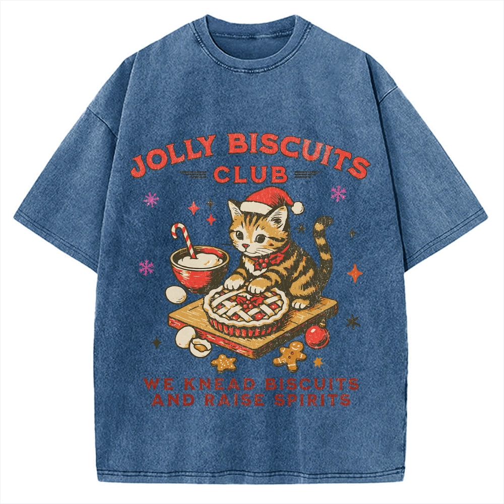 Christmas Cat Baking Vintage Washed T-shirt