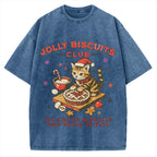 Christmas Cat Baking Vintage Washed T-shirt