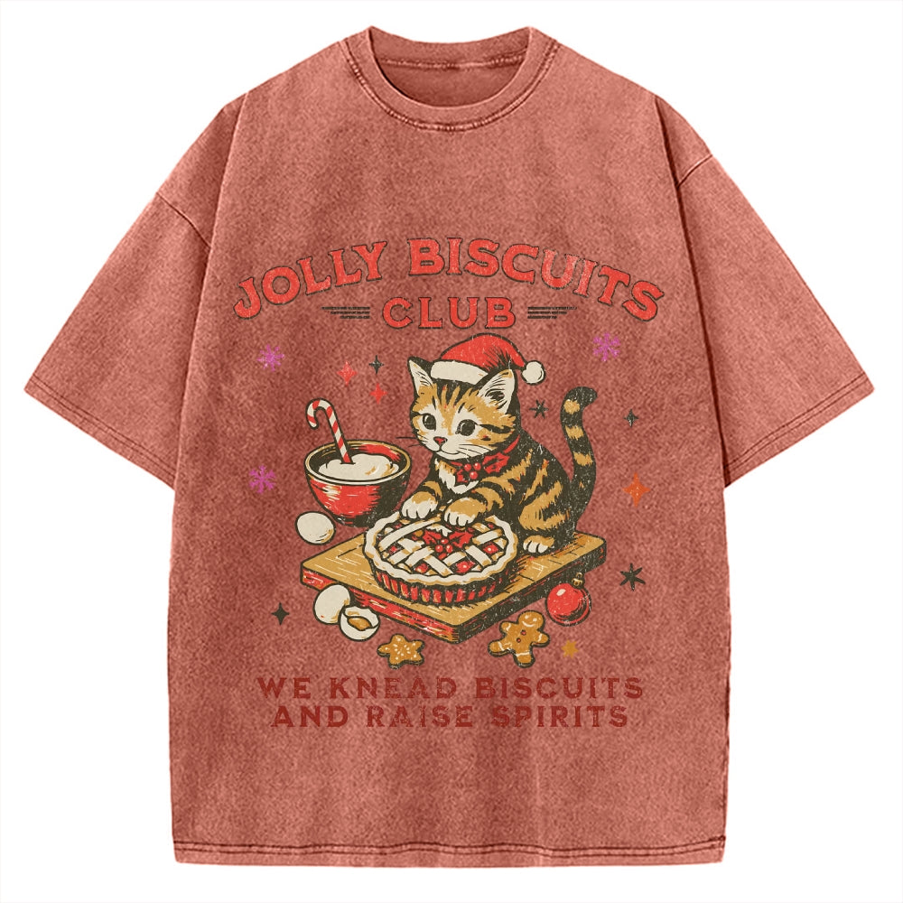 Christmas Cat Baking Vintage Washed T-shirt