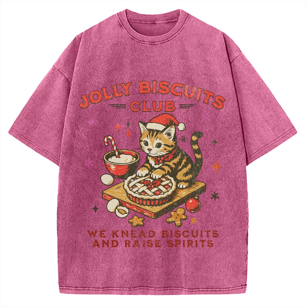 Christmas Cat Baking Vintage Washed T-shirt