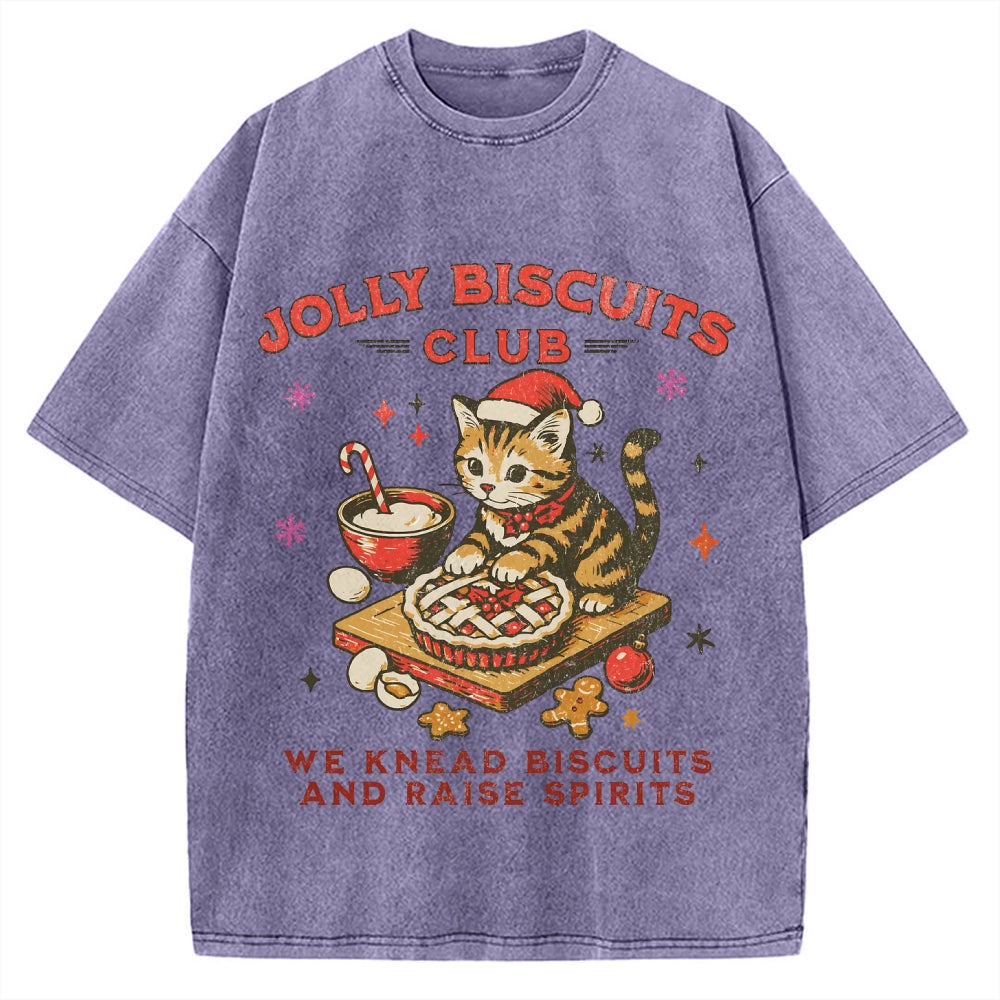 Christmas Cat Baking Vintage Washed T-shirt