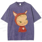 Unisex Yoshitomo Nara Rabbit Ears Girl Printed Washed Tee