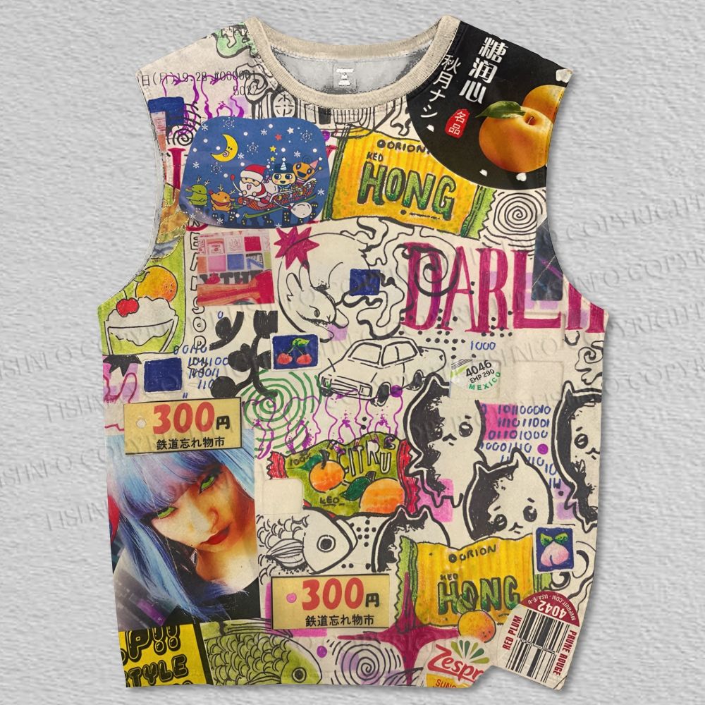 Unisex Collage Printed Tank Top