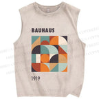 Unisex Bauhaus Colored Geometry Printed Washed Tank Top