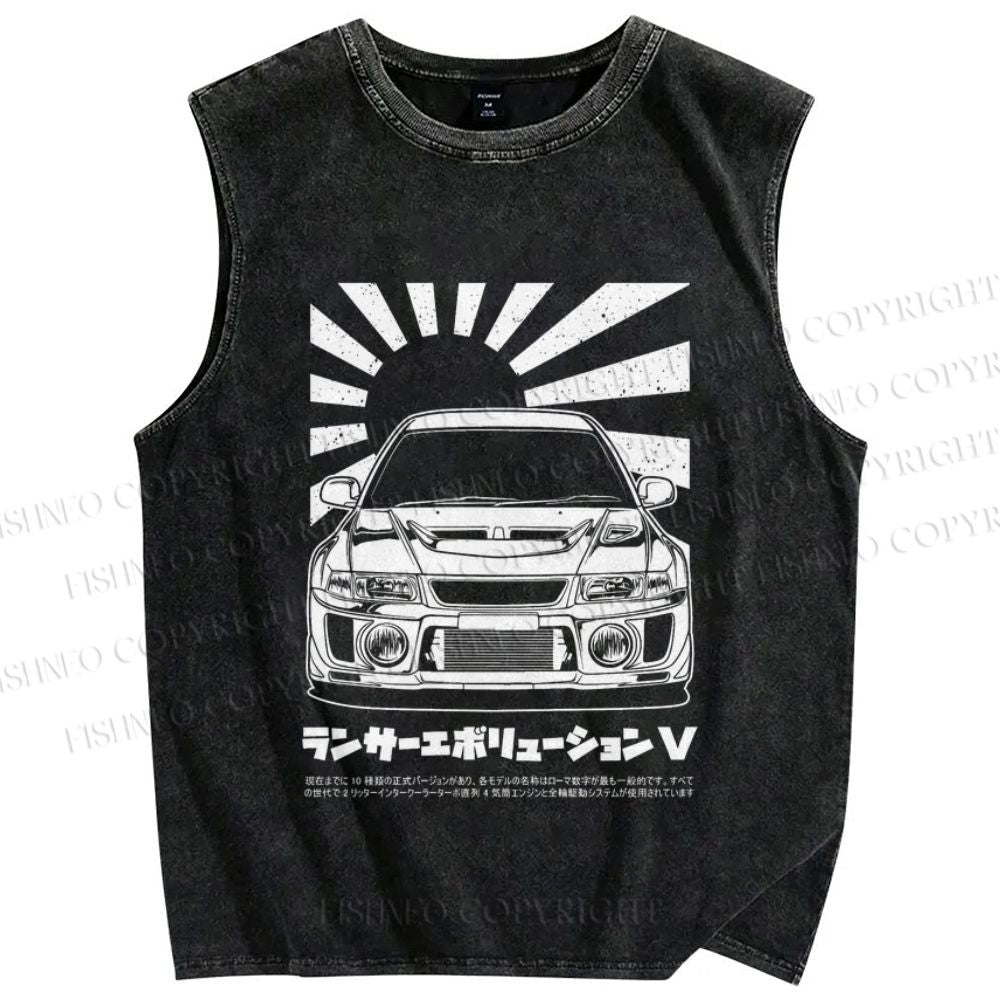Unisex Mitsubishi Lancer Evolution V Apparel Printed Washed Tank Top
