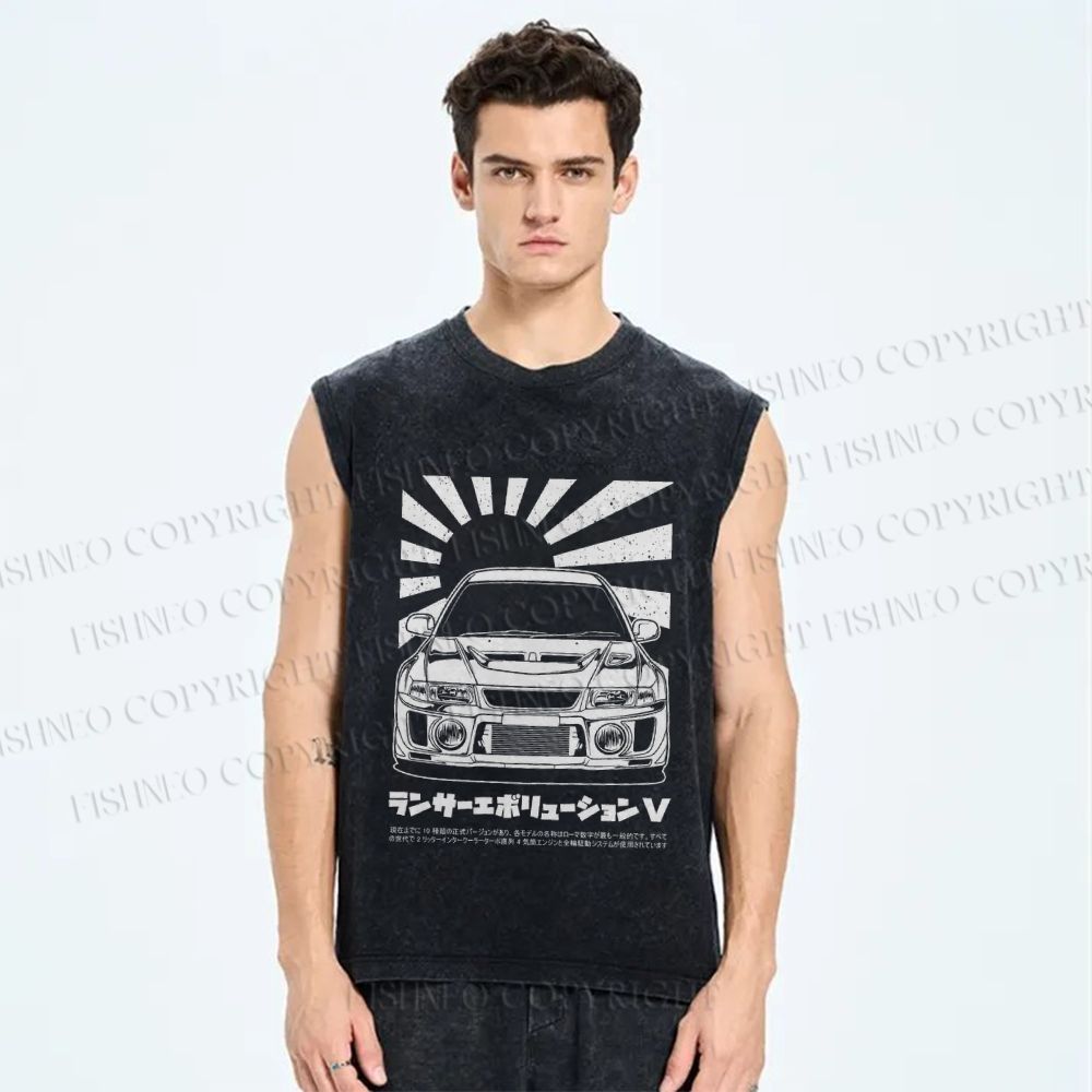 Unisex Mitsubishi Lancer Evolution V Apparel Printed Washed Tank Top