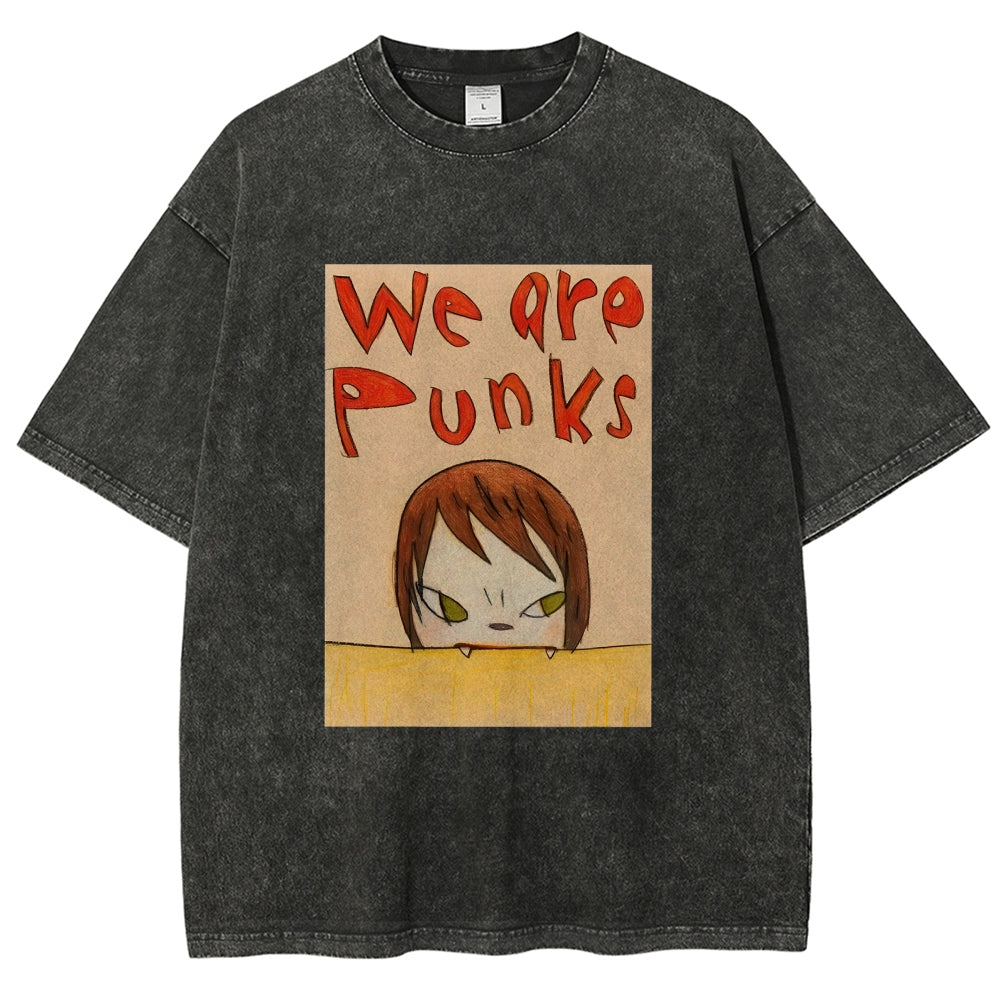 Yoshitomo Nara We Are Punks Vintage Wash Japanese Design T-Shirt