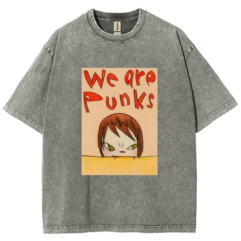 Yoshitomo Nara We Are Punks Vintage Wash Japanese Design T-Shirt