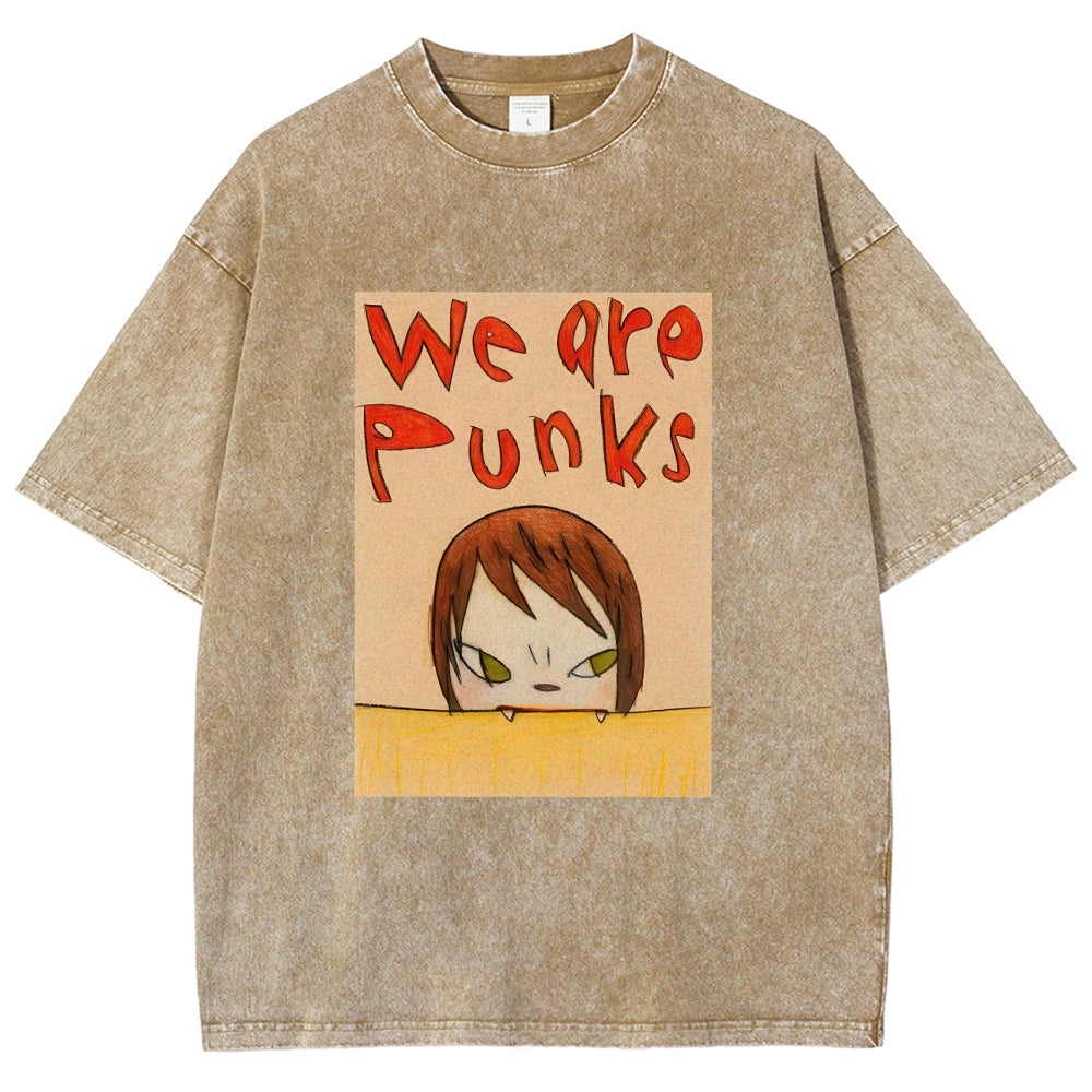 Yoshitomo Nara We Are Punks Vintage Wash Japanese Design T-Shirt
