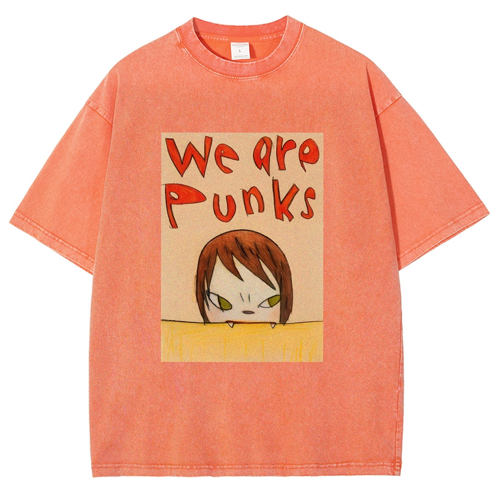 Yoshitomo Nara We Are Punks Vintage Wash Japanese Design T-Shirt