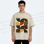 Unisex Bauhaus Geometric Color Blocks Printed Washed Tee