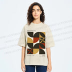 Unisex Bauhaus Geometric Color Blocks Printed Washed Tee