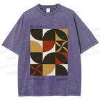 Unisex Bauhaus Geometric Color Blocks Printed Washed Tee