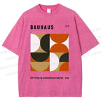 Unisex Bauhaus Geometric Color Blocks Printed Washed Tee