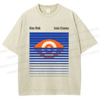 Unisex Geometric Striped Eyes Printed Washed Tee