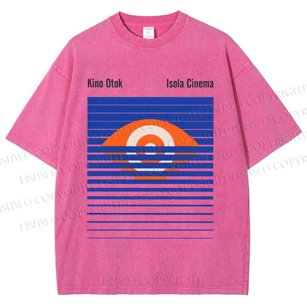 Unisex Geometric Striped Eyes Printed Washed Tee