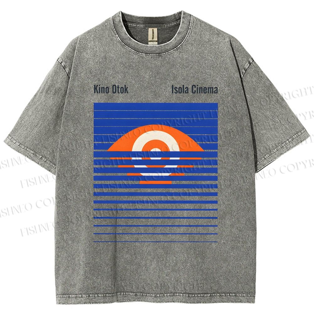 Unisex Geometric Striped Eyes Printed Washed Tee