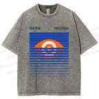 Unisex Geometric Striped Eyes Printed Washed Tee