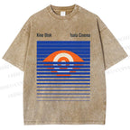 Unisex Geometric Striped Eyes Printed Washed Tee