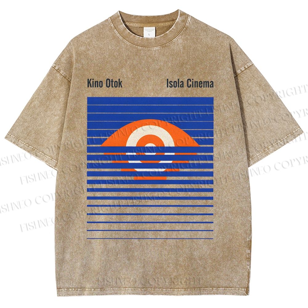 Unisex Geometric Striped Eyes Printed Washed Tee