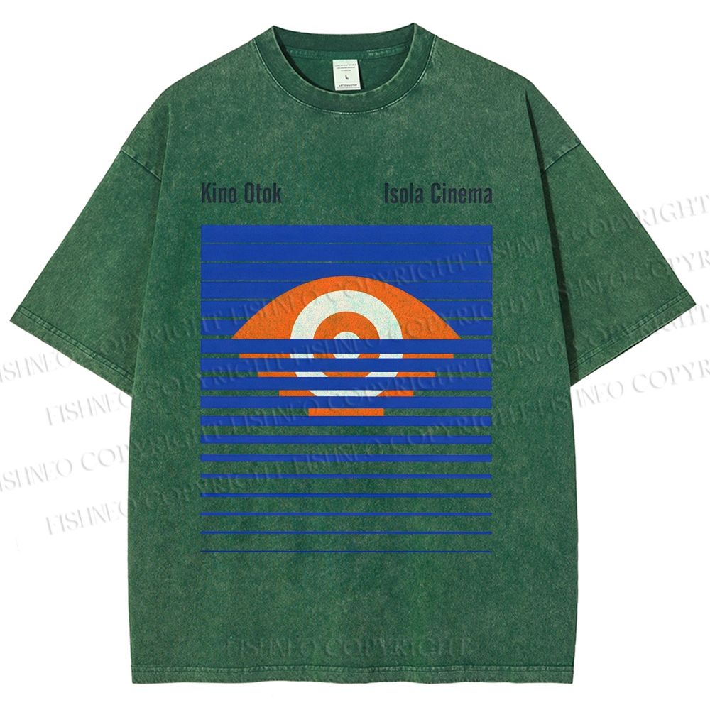 Unisex Geometric Striped Eyes Printed Washed Tee