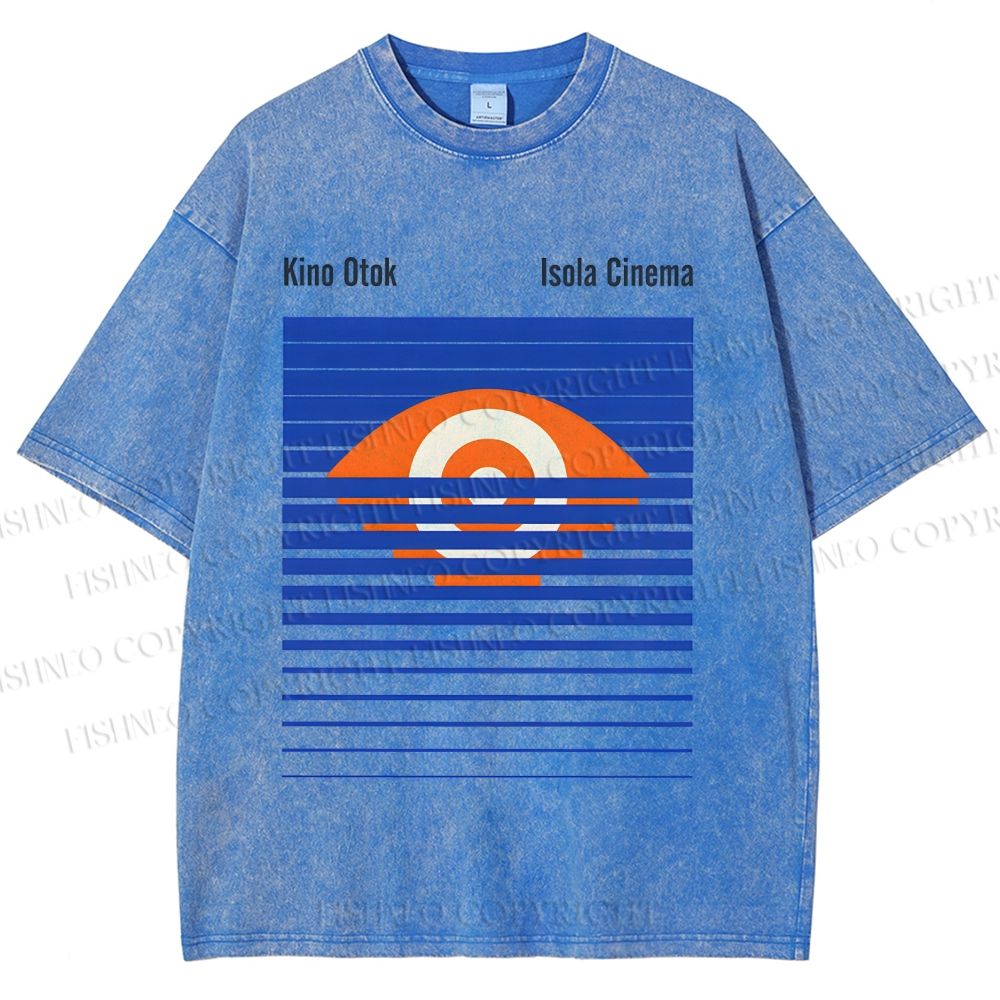 Unisex Geometric Striped Eyes Printed Washed Tee