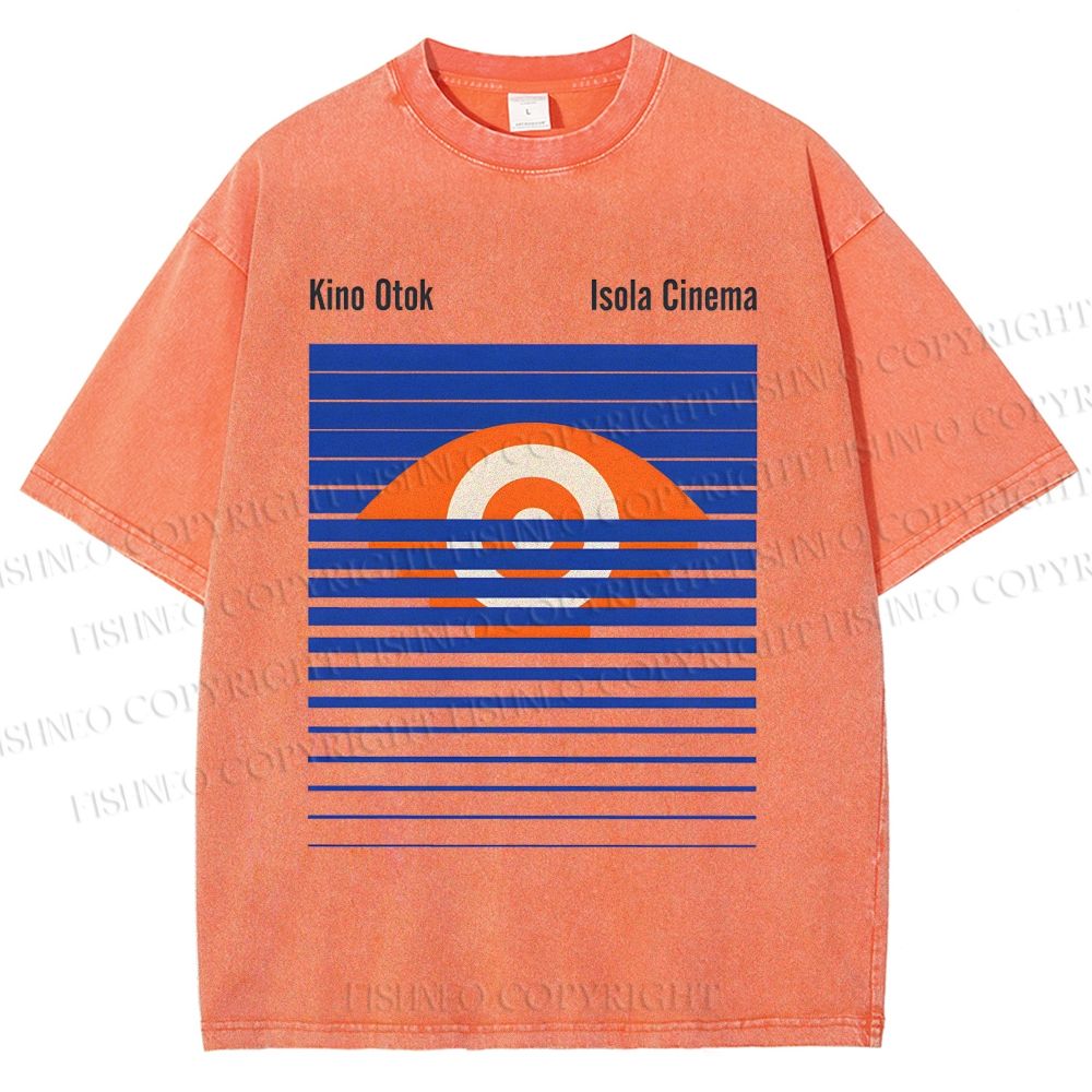 Unisex Geometric Striped Eyes Printed Washed Tee