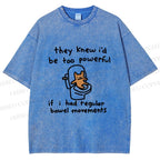 Unisex Powerful Bear Had Regular Bowel Movements Printed Washed Tee